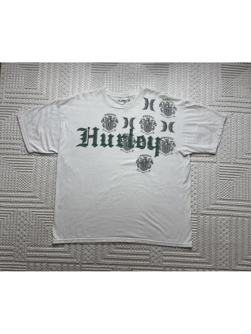 Vintage Y2K Hurley White Green Graphic T-Shirt 90's